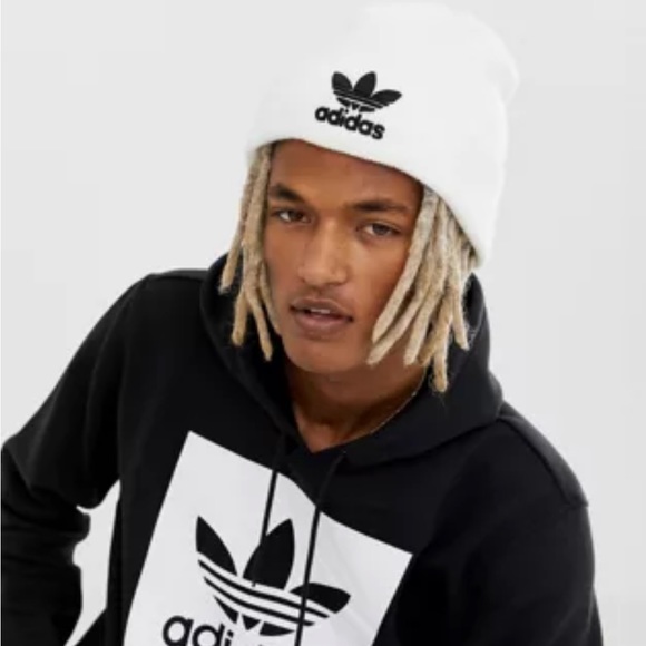 Adidas Men’s/Women’s Knit Hat Color White Embroidered Logo - Picture 2 of 7